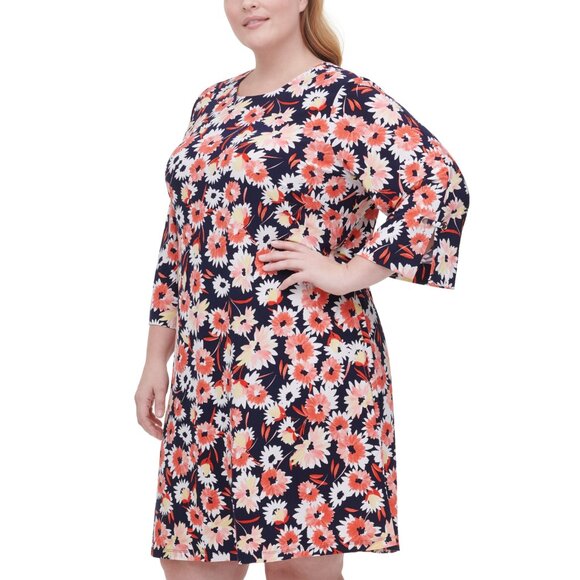 NWT Womens Plus Size 16W Tommy Hilfiger Floral Print Jewel Neck Shift Dress NEW - Picture 3 of 3